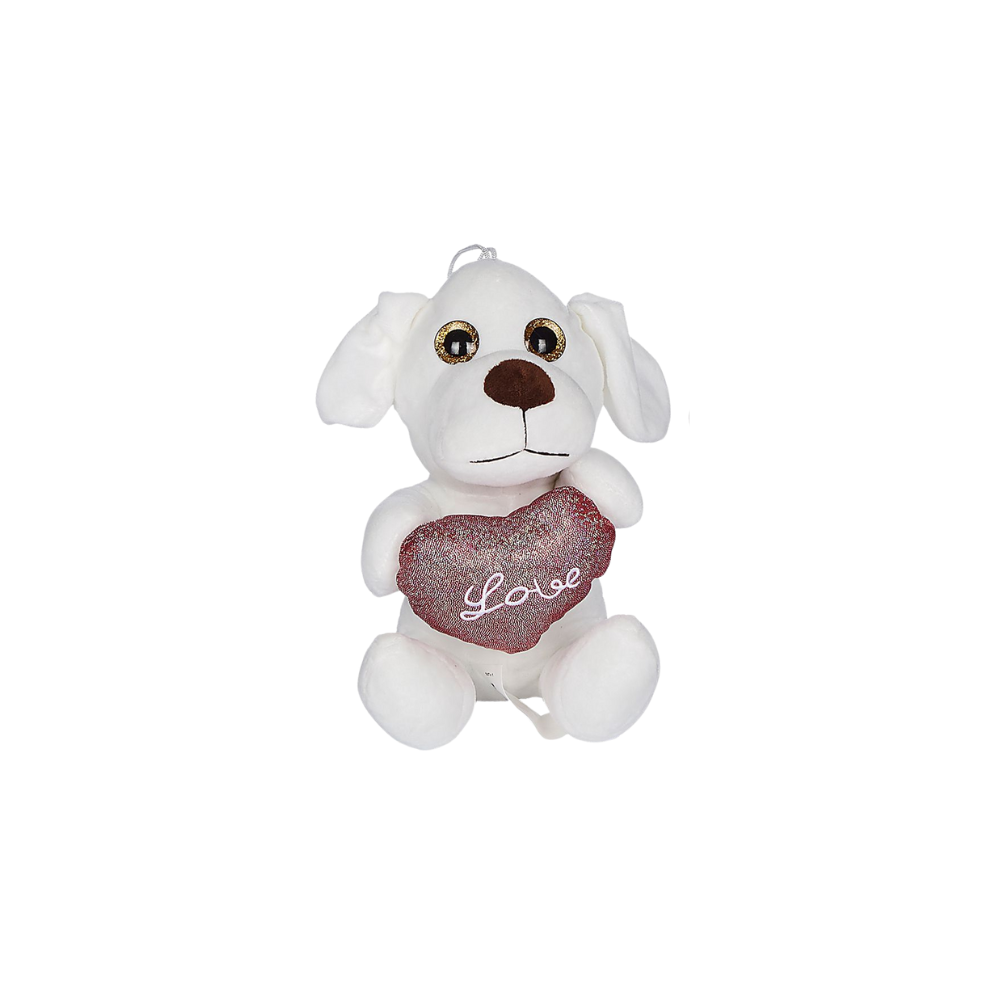 ToyMarkt Σκυλάκι Λούτρινο Καρδιά Love 20cm Λευκό (79-377)