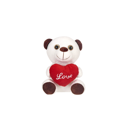 ToyMarkt Αρκουδάκι Λούτρινο με Καρδιά Love 20cm Λευκό (79-384)