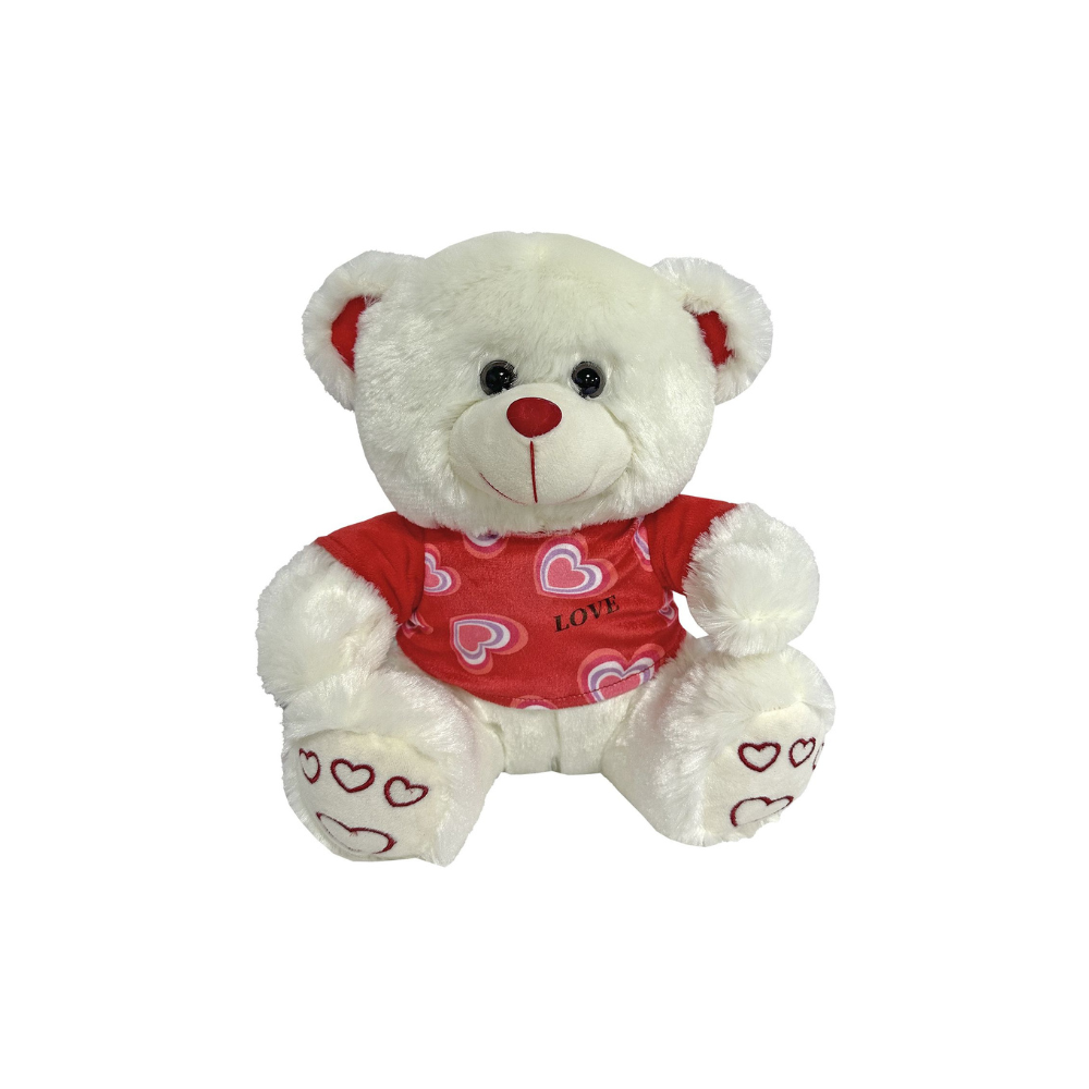 ToyMarkt Αρκουδάκι Λευκό με Κόκκινο Μπλουζάκι 30cm (79-461)