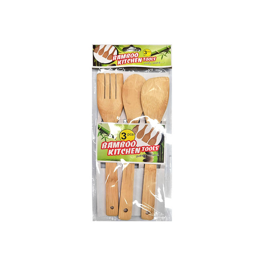 Homie Σετ Bamboo Εργαλείων Μαγειρικής 3τμχ Καφέ