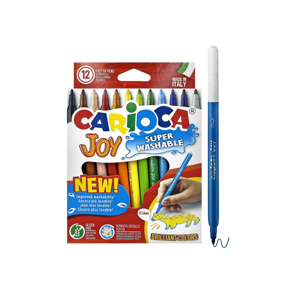 Carioca Joy Μαρκαδόροι Ζωγραφικής 2.6mm Λεπτοί, Πλενόμενοι Σετ 12 χρώματα (60-6)