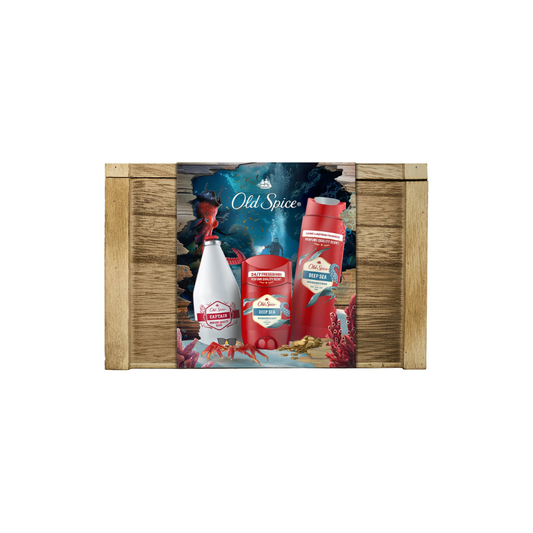 OLD SPICE Captain Deep Sea Set για Καθαρισμό Σώματος σε ξύλινο μπαούλο