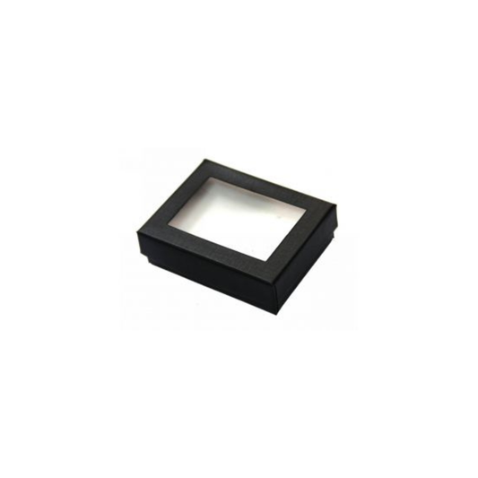 Κουτί χάρτινο κοσμήματος μαύρο με παράθυρο 8,5x6,5x3 εκ (9292-113M)