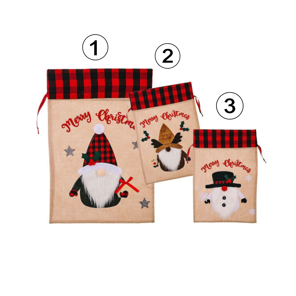 Σάκος Χριστουγέννων Λινάτσα Καρώ 57x38cm