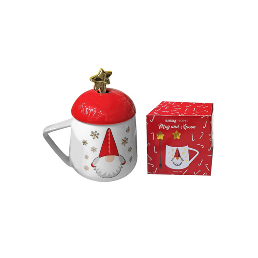 Κούπα Πορσελάνης Xmas με Καπάκι 14x9,5cm 400ml (93-3978)