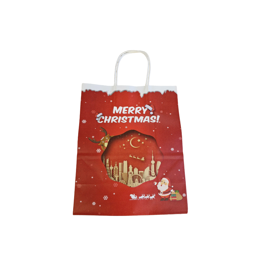 AGC Χριστουγεννιάτικη Τσάντα Δώρου Κόκκινη Με Αη Βασίλη