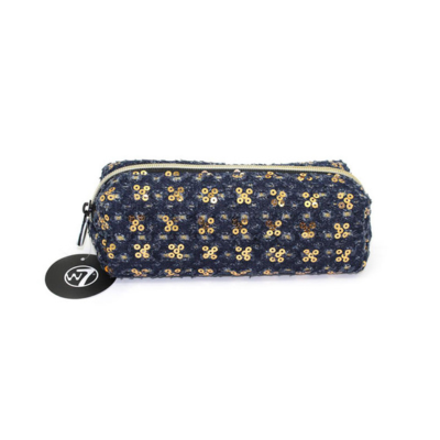 W7 Denim & Sequin Slim Makeup Bag