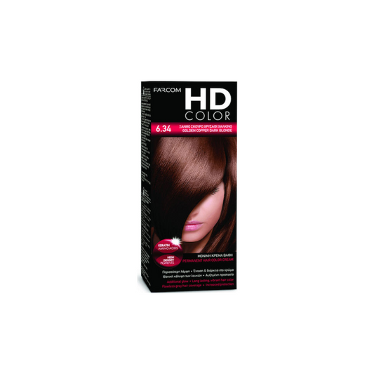 HD COLOR ΣΕΤ ΒΑΦΗΣ 60ML 6.34-ΞΑΝΘΟ ΣΚΟΥΡΟ ΧΡΥΣΑΦΙ ΧΑΛΚΙΝΟ