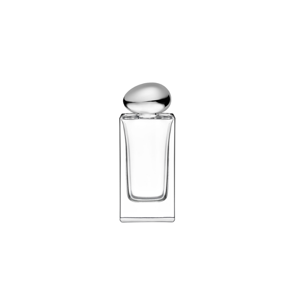 Γυάλινο μπουκάλι 50 ml διάφανο με σπρέι και ασημί καπάκι