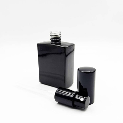 Γυάλινο μπουκάλι 50 ml μαύρο με σπρέι και μαύρο καπάκι