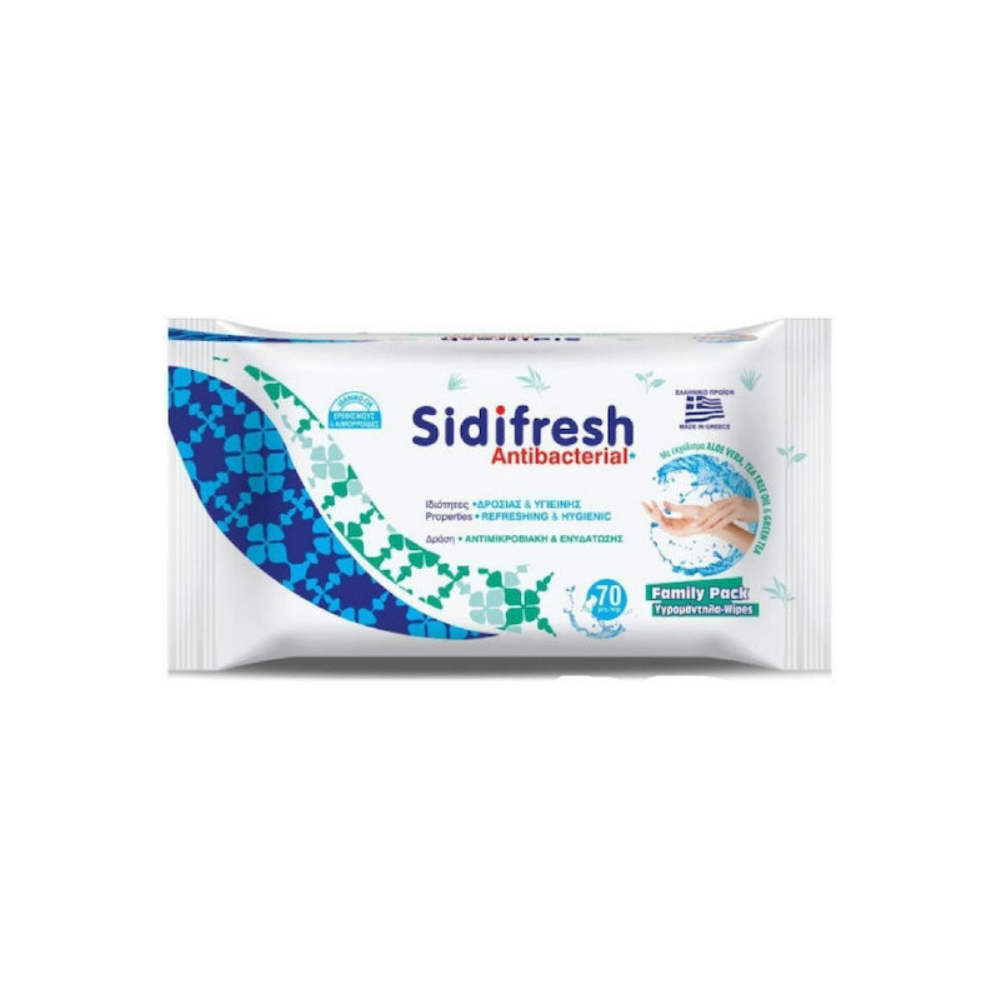 Sidiline Sidifresh Antibacterial Μαντηλάκια 70τμχ