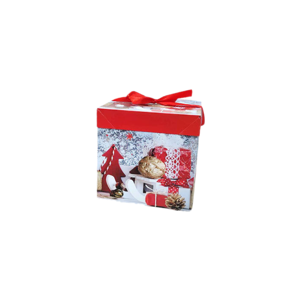 Χριστουγεννιάτικο Κουτί για Δώρο Κόκκινο Αναδιπλούμενο 15x15εκ.